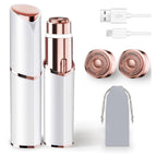 Facial Hair Remover for Women, Rechargeable, 2 Replacement Heads | LED face shaver for upper lip, chin, cheeks, and peach fuzz; compact USB charging design for home and travel