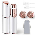 Facial Hair Remover for Women, Rechargeable, 2 Replacement Heads | LED face shaver for upper lip, chin, cheeks, and peach fuzz; compact USB charging design for home and travel