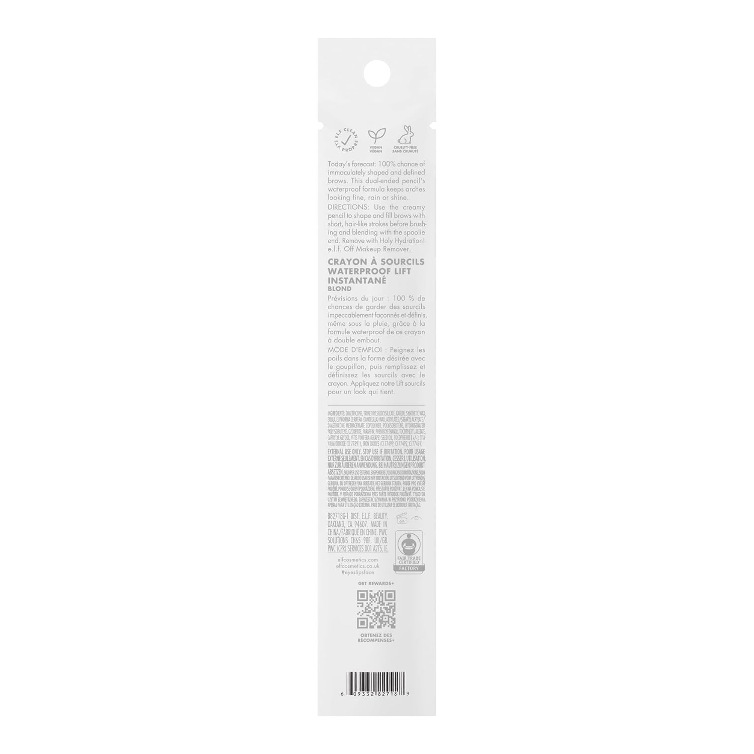 Buy now e.l.f. Instant Lift Waterproof Brow Pencil, Long-Lasting Eyebrow Pencil For Grooming & Shaping Brows, Vegan & Cruelty-free, Blonde at indiglob india