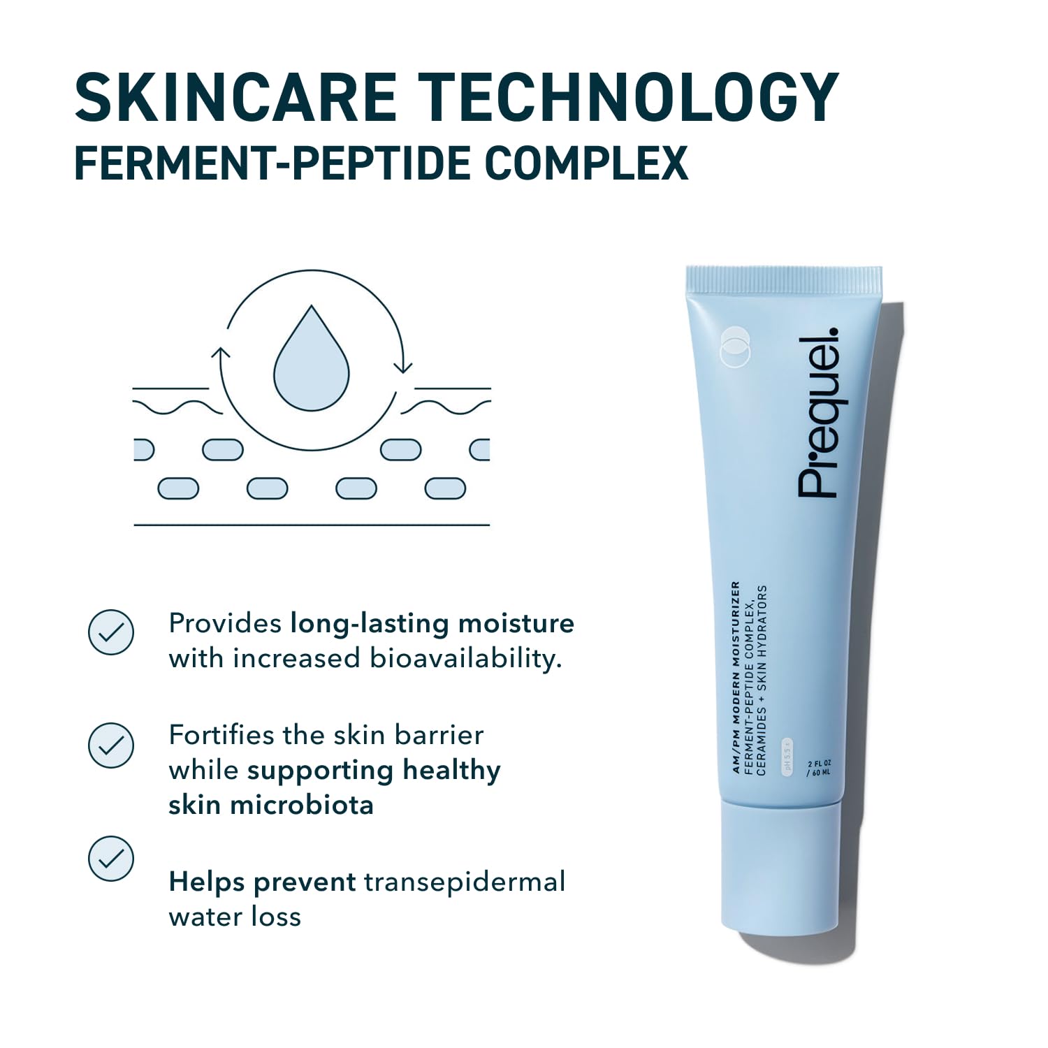 Prequel Skin Face Moisturizer Peptide Cream With Ceramides Glycerin Barrier | Face Moisturizer With Peptides, Ceramides And Glycerin For Sensitive Skin, Non Greasy Barrier Support Cream AM PM Hydration