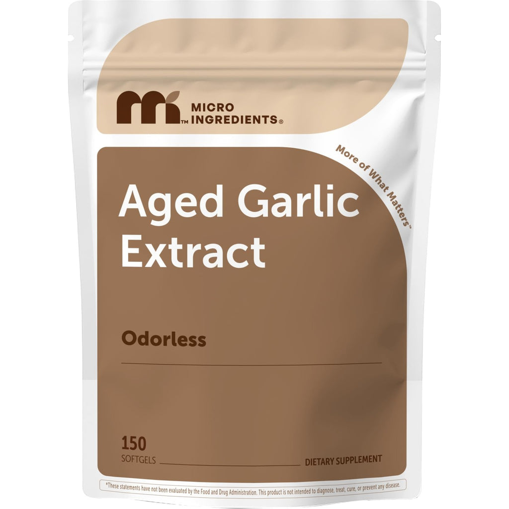 Micro Ingredients Odorless Garlic, 300 Softgels | 2 Years Aged Garlic Extract | Grown Allium Sativum Bulb | Natural Herbal Supplements | Non-GMO, Gluten Free