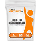 BulkSupplements.com Creatine Monohydrate Powder - Micronized Creatine Powder, Unflavored - Pure & Gluten Free, 5g per Serving, 500g (1.1 lbs) (Pack of 1)