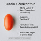 Sports Research® Lutein + Zeaxanthin w/Organic Coconut Oil, 30 Plantgels™ | Vegan Lutein w/ Lute-Gen® Eye Health Supplement | Plant-Based, Vegan Certified, Non-GMO Verified - 30 Servings