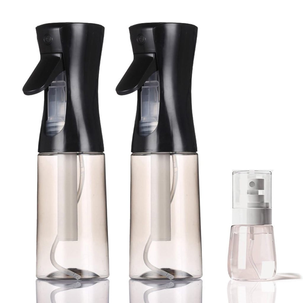 3 Pack Spray Bottles, 2-Pack Continuous Spray Bottles,Fine Water Mist Spray Bottles for Hair 6.8 OZ (200 ML) and 1oz 30ml Travel Spray Bottle Mister for Cleaning,Hairstyling,Plants,Pets Pink Black