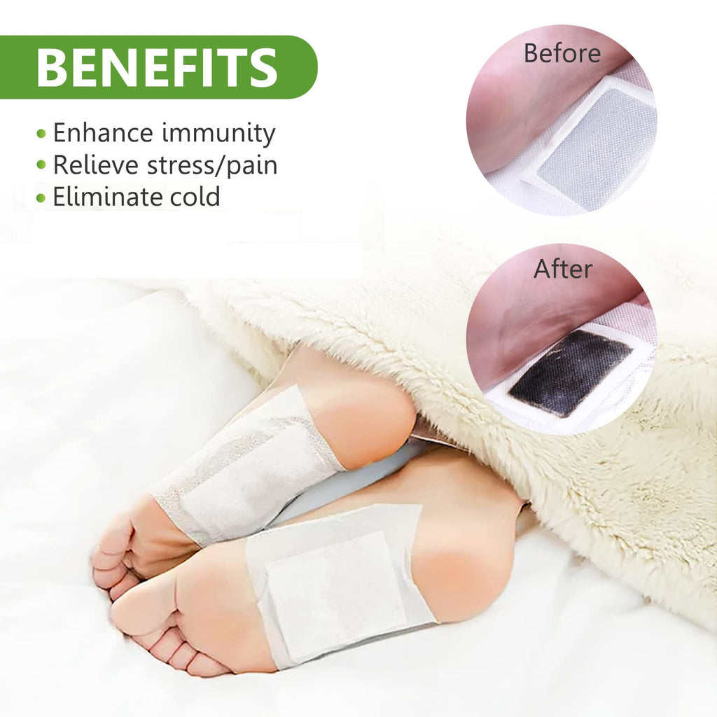 Foot Pads (30 Pack), Deep Cleansing Foot Patches with Bamboo Vinegar & Ginger for Foot Care, Relieve Stress, Improve Sleep and Relaxation