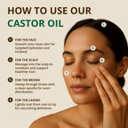 RejuveNaturals Castor Oil (16oz Glass Bottle) USDA Certified Organic, 100% Pure, Cold Pressed, Hexane Free. Boost Hair Growth for Thicker, Fuller Hair, Lashes & Eyebrows.