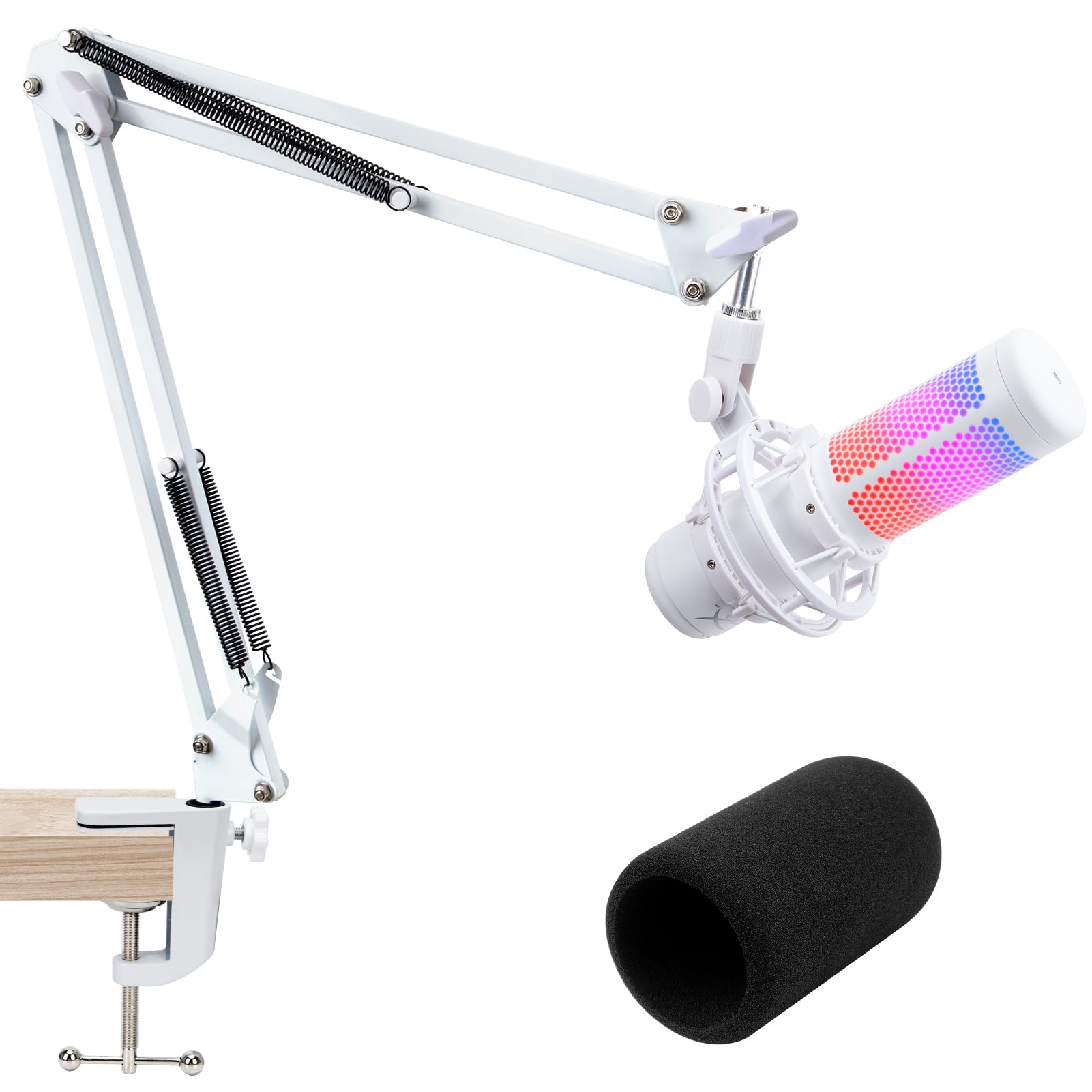 Buy now Microphone Wall Mount Boom Arm - Microphone Wall Mount for Mic holder，Horizontal Mounting Wall，Space Saving Desktop Metal Mic Stand Clamp by SUNMON White Mic Boom Arm at indiglob india