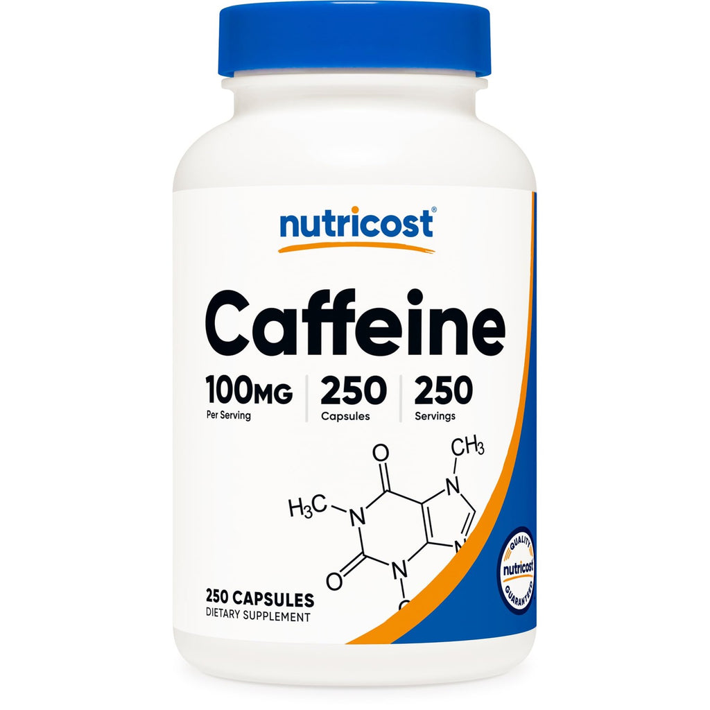 Nutricost Caffeine Pills 100mg Per Serving, 250 Capsules