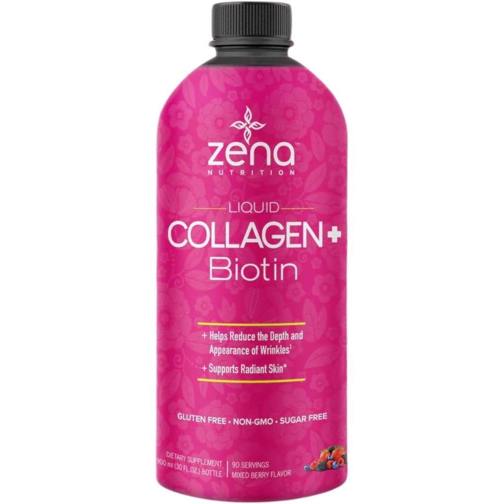 Zena Nutrition Liquid Collagen for Women, Healthier Skin, Hair & Nail, Verisol Collagen Liquid, Biotin and Collagen Peptides Supplements for Women - 10oz
