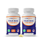 Vitamatic Folic Acid 1000 mcg (1 mg), 240 Vegetarian Tablets | Vitamin B9 | 1667 mcg DFE Folate, Support Healthy Cell Growth*, Red Blood Cell Formation*, Gluten Free, Non-GMO, Made in USA