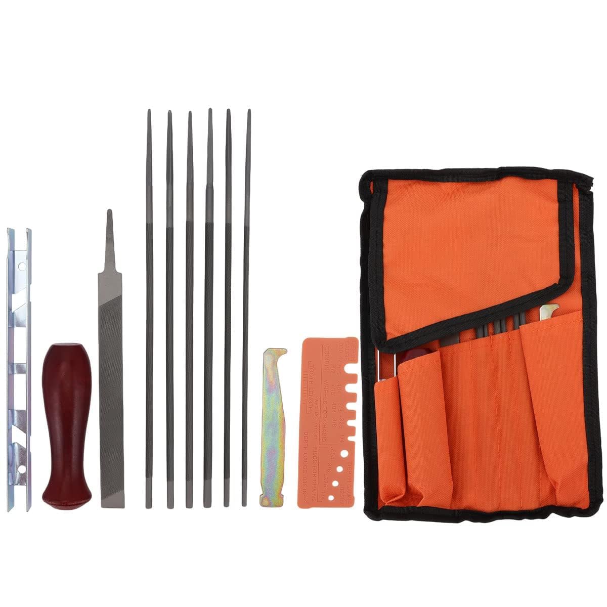 Hipa 12 Pack Chainsaw File, Chainsaw Sharpener Kit, 5/32", 3/16", 7/32", 1/8", 11/64", 13/64" Round Chainsaw Sharpening, 6 Inch Flat File,Depth Gauge,Quick Check Gauge, Chain Saw Sharpener