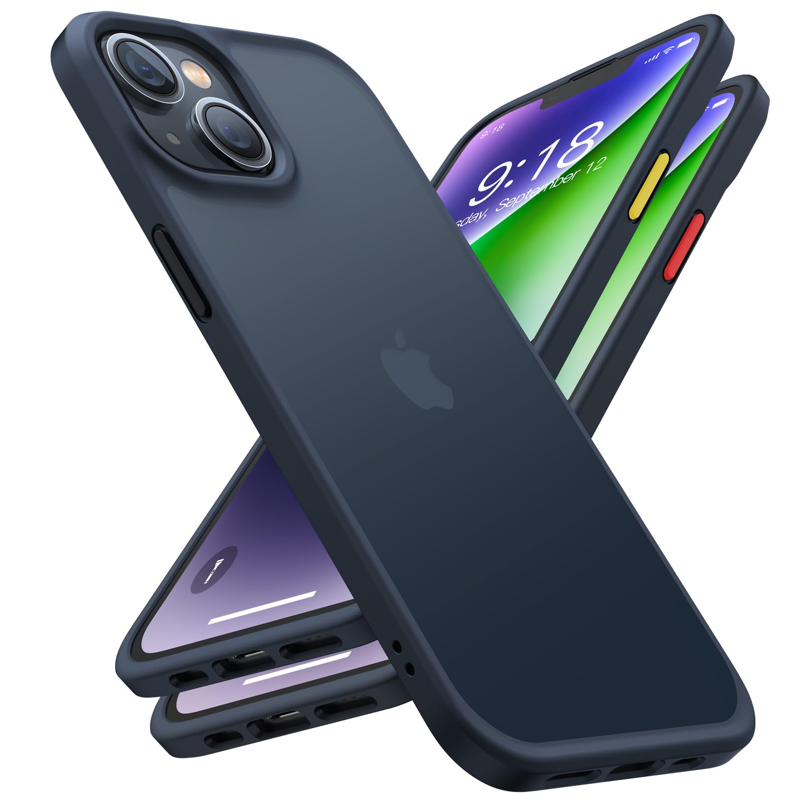 Buy now TORRAS Tough Shockproof for iPhone 13 Pro Case, [Military-Grade Drop Tested] Ultra-Durable Matte Hard PC Back with Soft Silicone Edge Slim Protective for iPhone 13 Pro Phone Case,Translucent Black iPhone 14 Case 6.1 inch (2 Camera) Black at indiglob india
