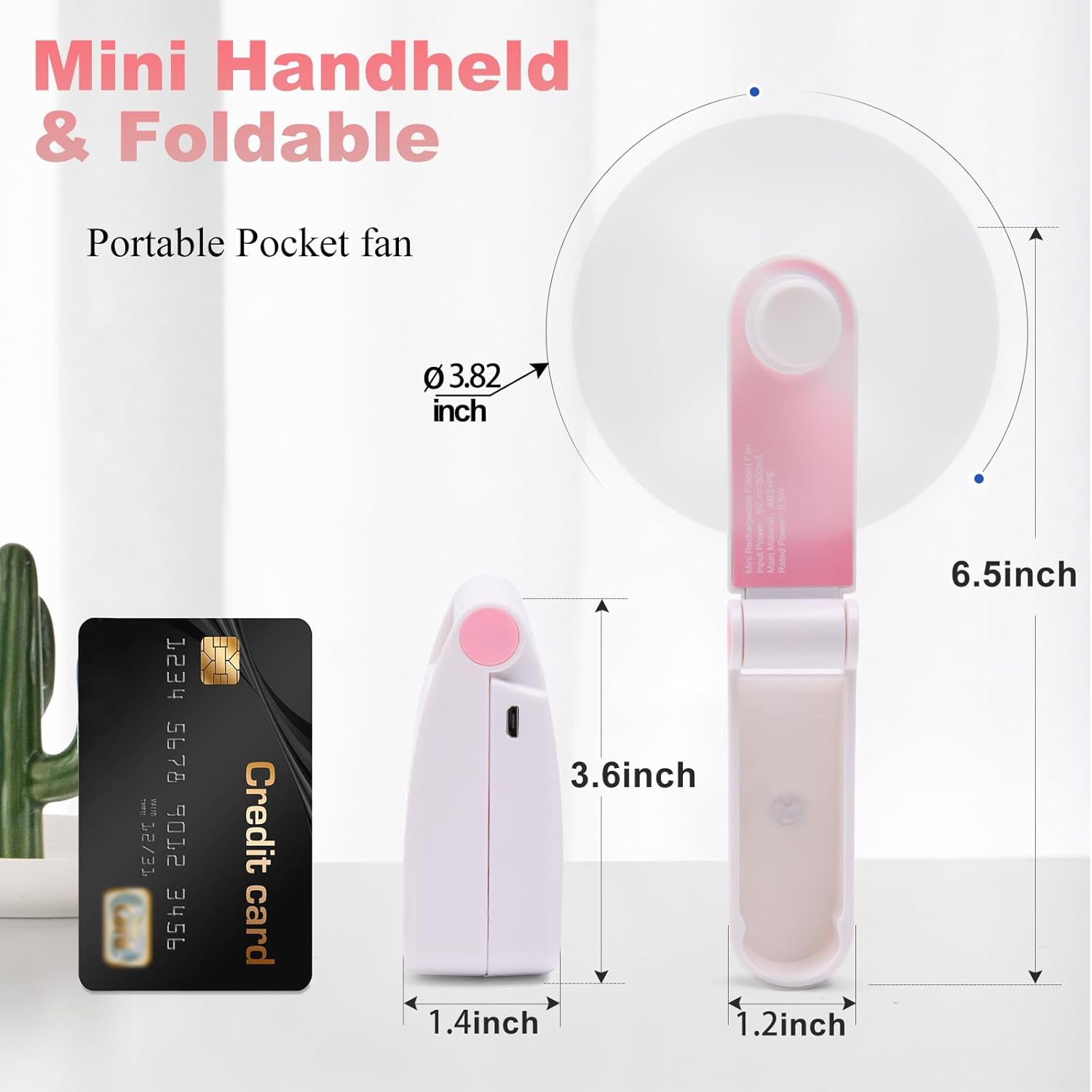 Buy now Personal Handheld Fan, Mini Portable Pocket Fan, Small Lightweight USB Rechargeable for Home Sports Outdoor Travel, 2 Speed Powerful Wind (Pink) at indiglob india