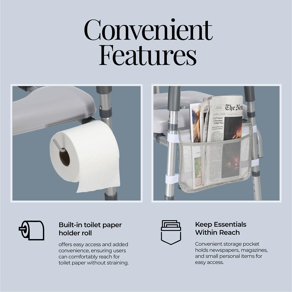 Toilet Seat Riser for Seniors, Adjustable Height & Width, 400lb