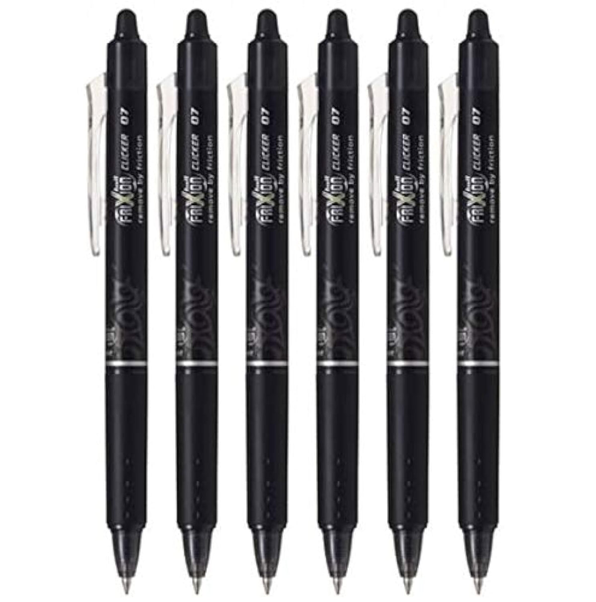 Pilot FriXion Ball Clicker Retractable Erasable Gel Pen, Fine Point, 0.7mm, Black Ink, 6 Count