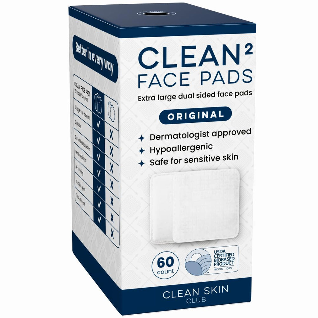Clean Skin Club Clean² Pads 2.0 [NEW & Improved Edges] Guaranteed Not to Shed & Tear Face Pads, Unique Triple Layers, Textured & Ultra Soft Side, Organic Disposable Cotton, Pair with Makeup Remover