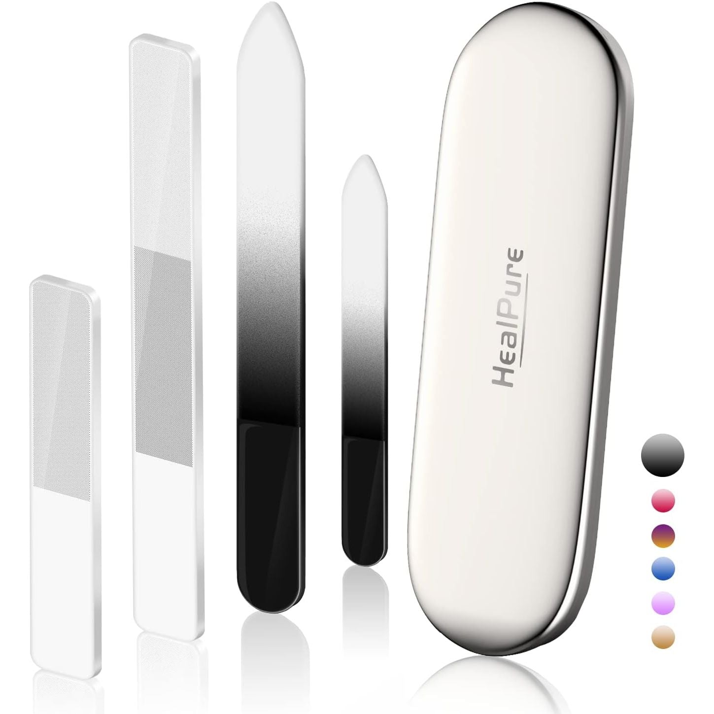 Buy now Glass Nail File and Nail Shiner, 4PC Crystal Nail File and Nano Glass Nail Buffer, Premium Set with Case, Professional Manicure Tool Fingernail Czech File for Natural Nail, Gift for Women and Girls Black at indiglob india