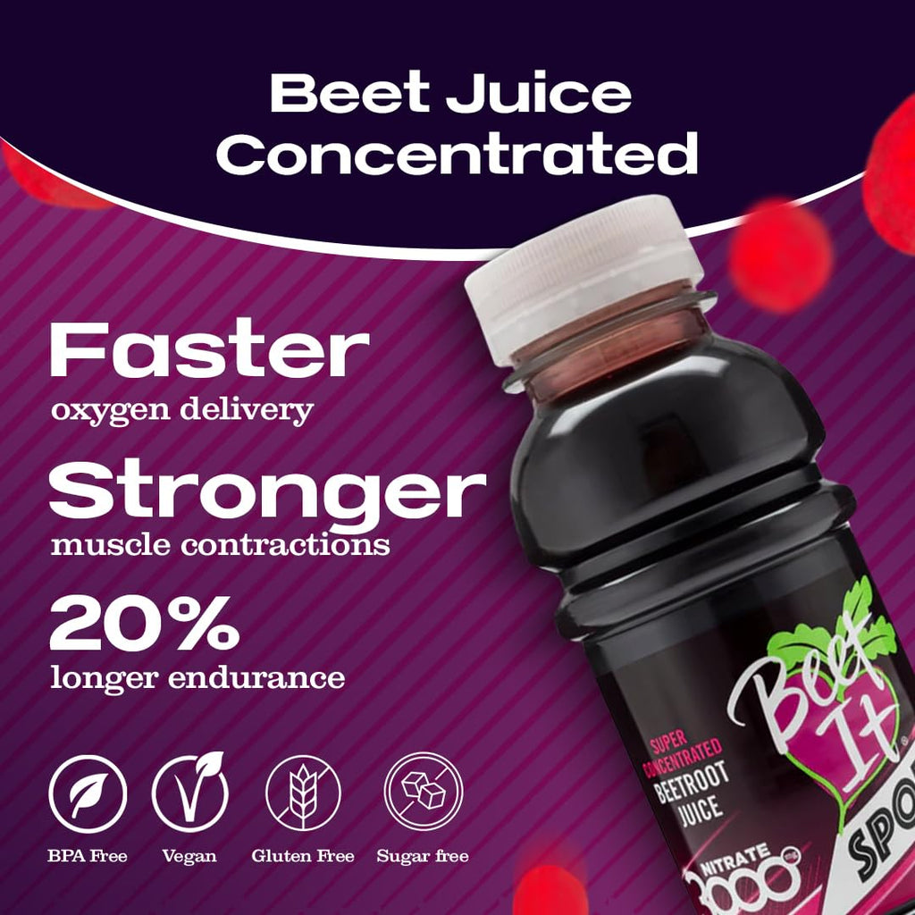Beet IT Beetroot Juice Sport Nitrate 3000mg - Super Concentrated Beet Juice Liquid Dietary Supplement No Added Sugar, Artificial Colors, Preservatives, BPA-Free, Gluten-Free, 8.5oz (7 Servings)