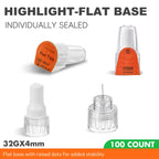 iHome Pen Tips 32G x 4mm Flat Base 100 Count 32G 4mm (5/32“) Pen Tip Comfortable Wide Seat Design