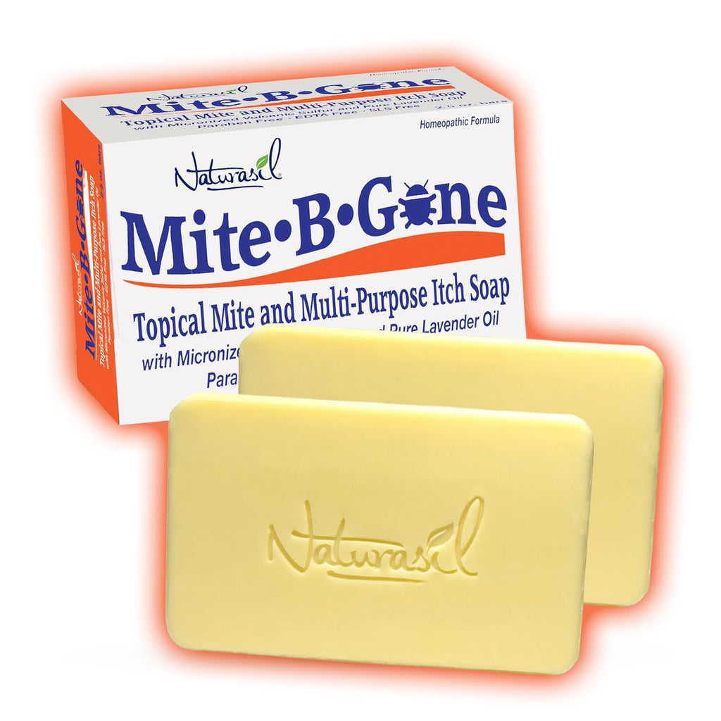 Mite Treatment for Humans, Sulfur Soap by Mite-B-Gone - 2 Pack, 5 oz Bars