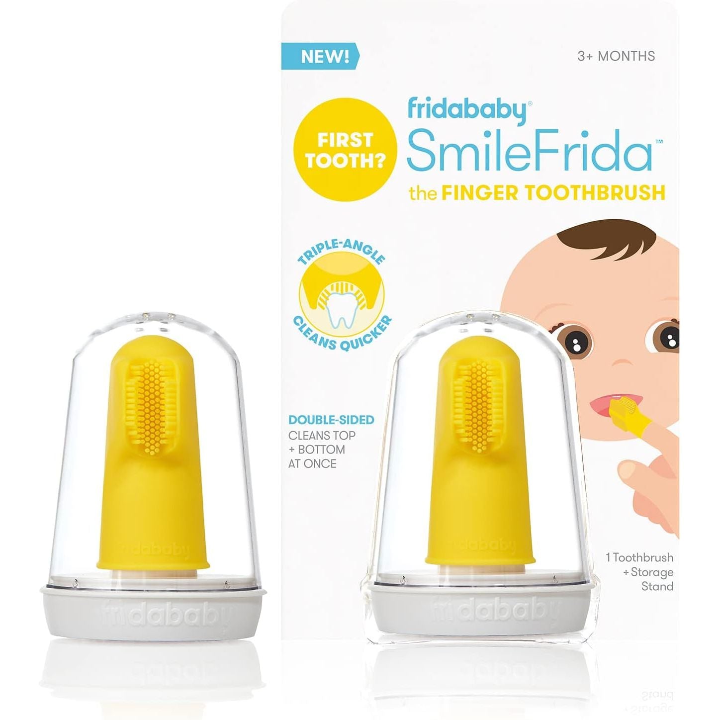 Buy now Frida Baby Training Toothbrush for Babies with Soft Silicone Bristles, Yellow Baby Finger Toothbrush (3M+) at indiglob india