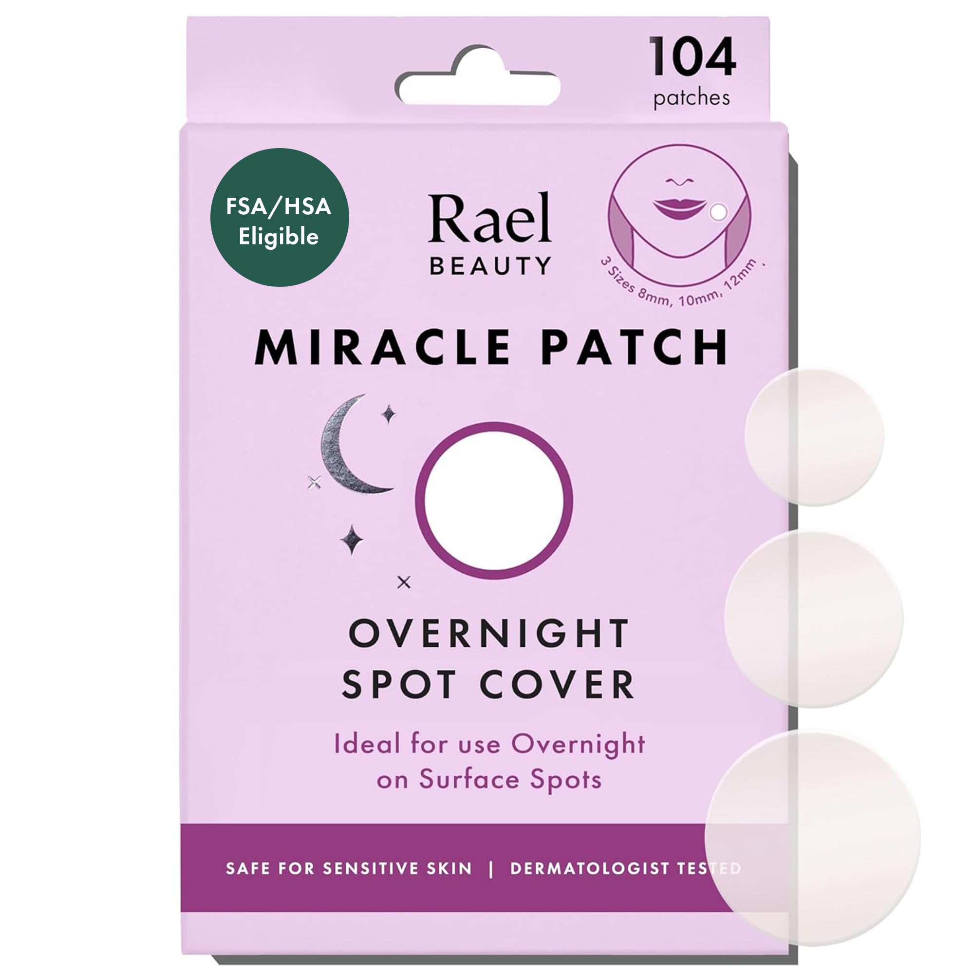 Buy now Rael Pimple Patches - Miracle Overnight Spot Cover, Thicker & Extra Adhesion, Hydrocolloid Acne Pimple Patch for Face, Zits & Blemishes, Korean Skin Care, 3 Sizes (52 Count) at indiglob india
