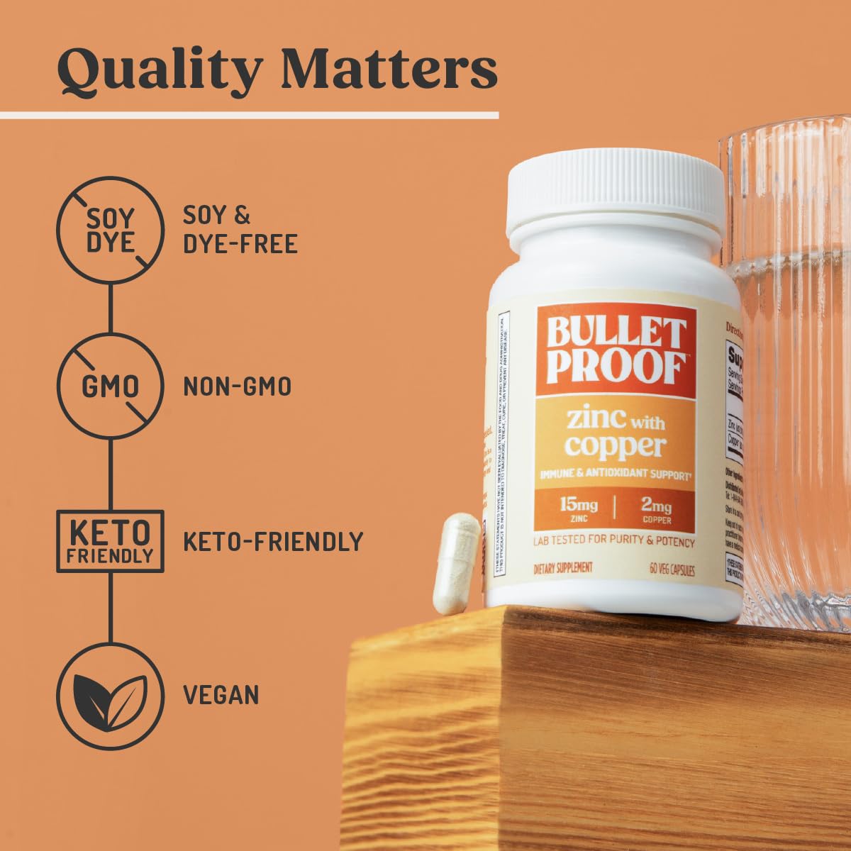 Bulletproof Zinc with Copper Capsules, 60 Count, Minerals and Antioxidant Supplement for Immunity and Mood | Minerals and Antioxidant Supplement for Immunity and Mood
