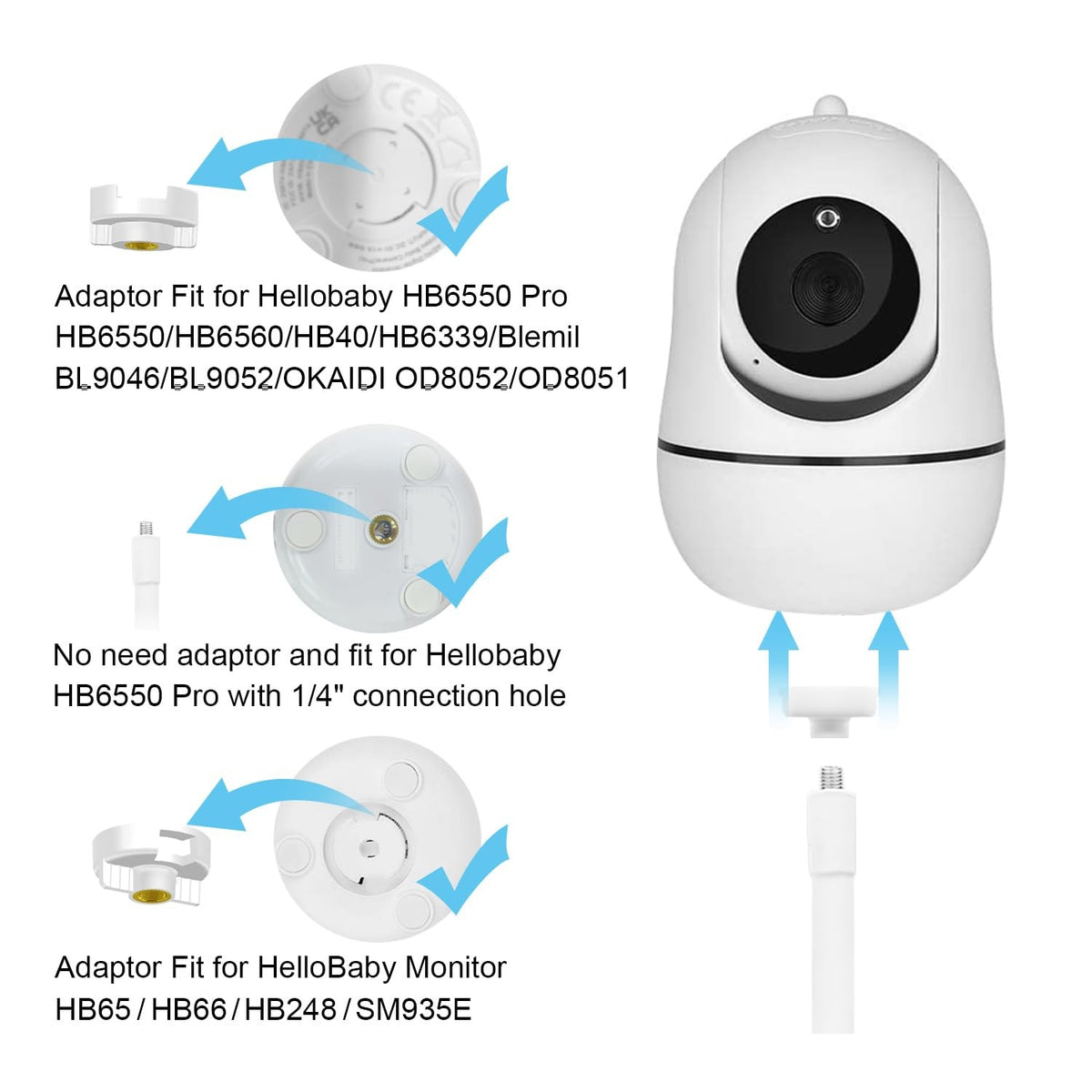 AISVAN Adjustable Height Baby Monitor Floor Stand Holder for Hellobaby HB6560/HB6550 HB65/HB66/HB248 Baby Monitor and Also Compatible with The Nanit Pro Smart Monitor & Flex Stand