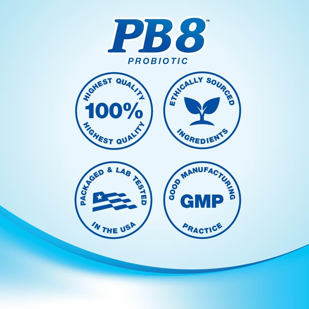 PB8 Probiotic | 14 Billion CFU | 120 Capsules | 8 Strains | for Women and Men | Gluten, Soy, and Milk Free Supplement