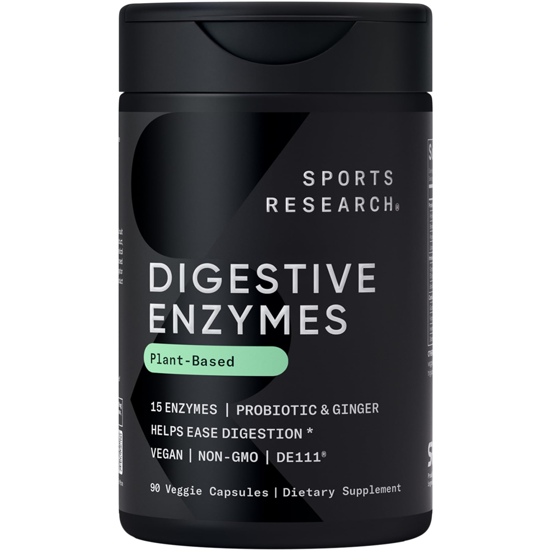 Sports Research® Digestive Enzymes w/Probiotics, 90 Veggie Caps | 15 Enzymes + Ginger to Help Ease Digestion of Dairy, Protein, Sugar & Carbs | Non-GMO, Vegan Friendly, 90 Servings
