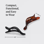 Buy now Kitsch Flat Hair Clips for Women - Strong Hold, No Slip Grip Flat Claw Clips | Sleek Curved Design For Comfortable Look | Hair Accessories For Girls | Ideal Gifts for Women - Black & Tortoise, 2pcs at indiglob india