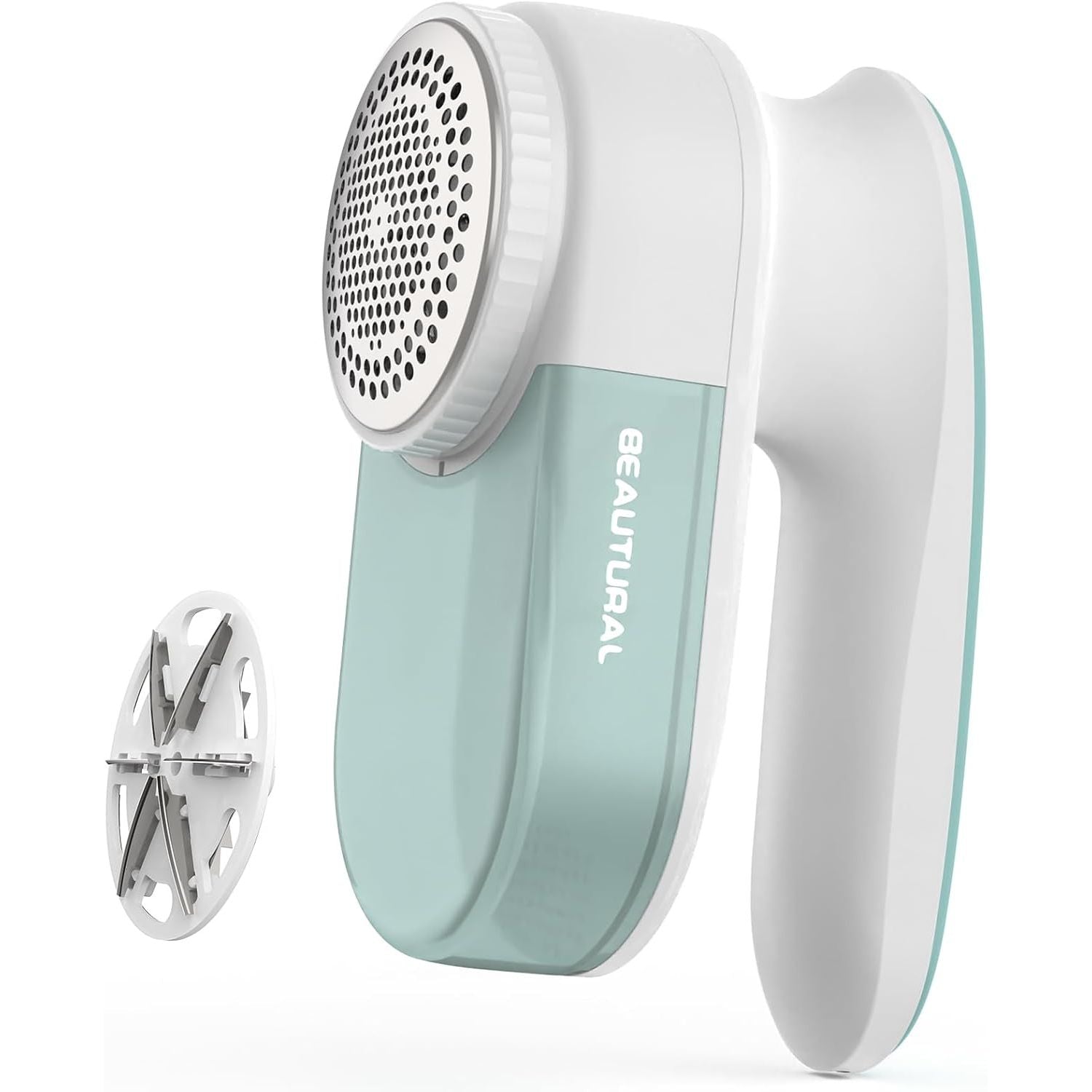 Buy now BEAUTURAL Fabric Shaver and Lint Remover, Sweater Defuzzer with 2-Speeds, 2 Replaceable Stainless Steel Blades, Battery Operated, Remove Clothes Fuzz, Lint Balls, Pills, Bobbles Gray Large Green at indiglob india