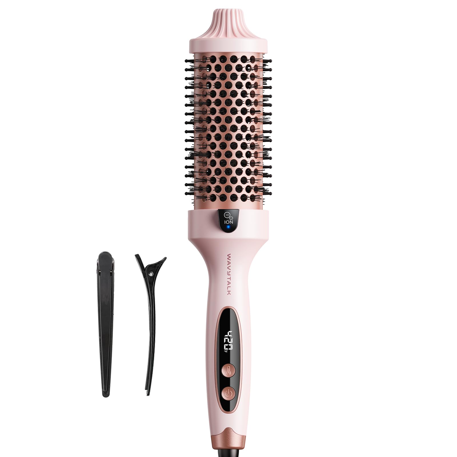 Wavytalk Thermal Brush Blowout Boost Grande 1.77″ Big Bouncy Blowout Waves | Negative Ion Technology, Tourmaline Ceramic, 5 Temperature Settings Dual Voltage, Less Damage, Black