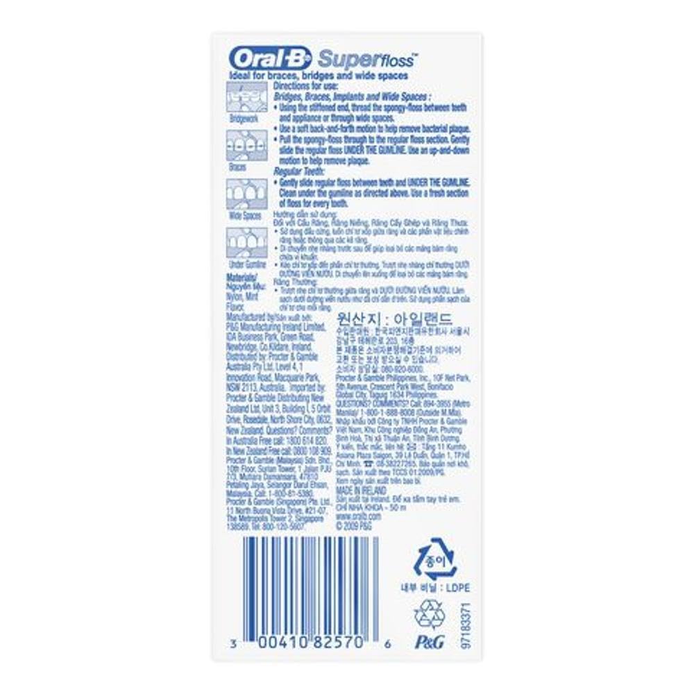 Buy now Oral-B Super Floss Mint Dental Floss Pre-Cut Strands 50 ea (Pack of 18) at indiglob india