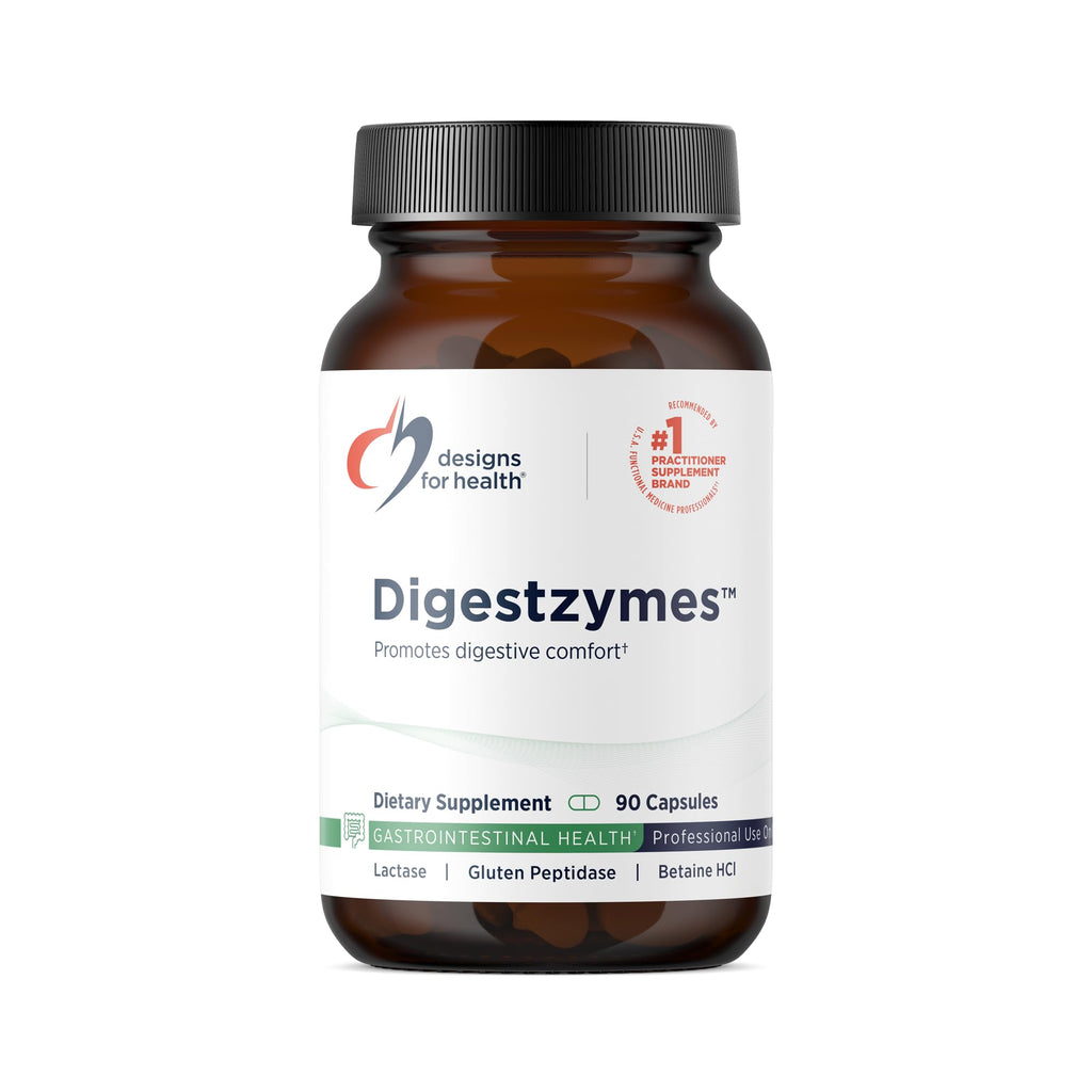 Designs for Health Digestzymes - Digestive Enzymes + Betaine Hydrochloride for Gas & Bloating Relief - Pepsin, Ox Bile, Lactase Enzyme & Lipase Enzymes for Digestion (60 Capsules)