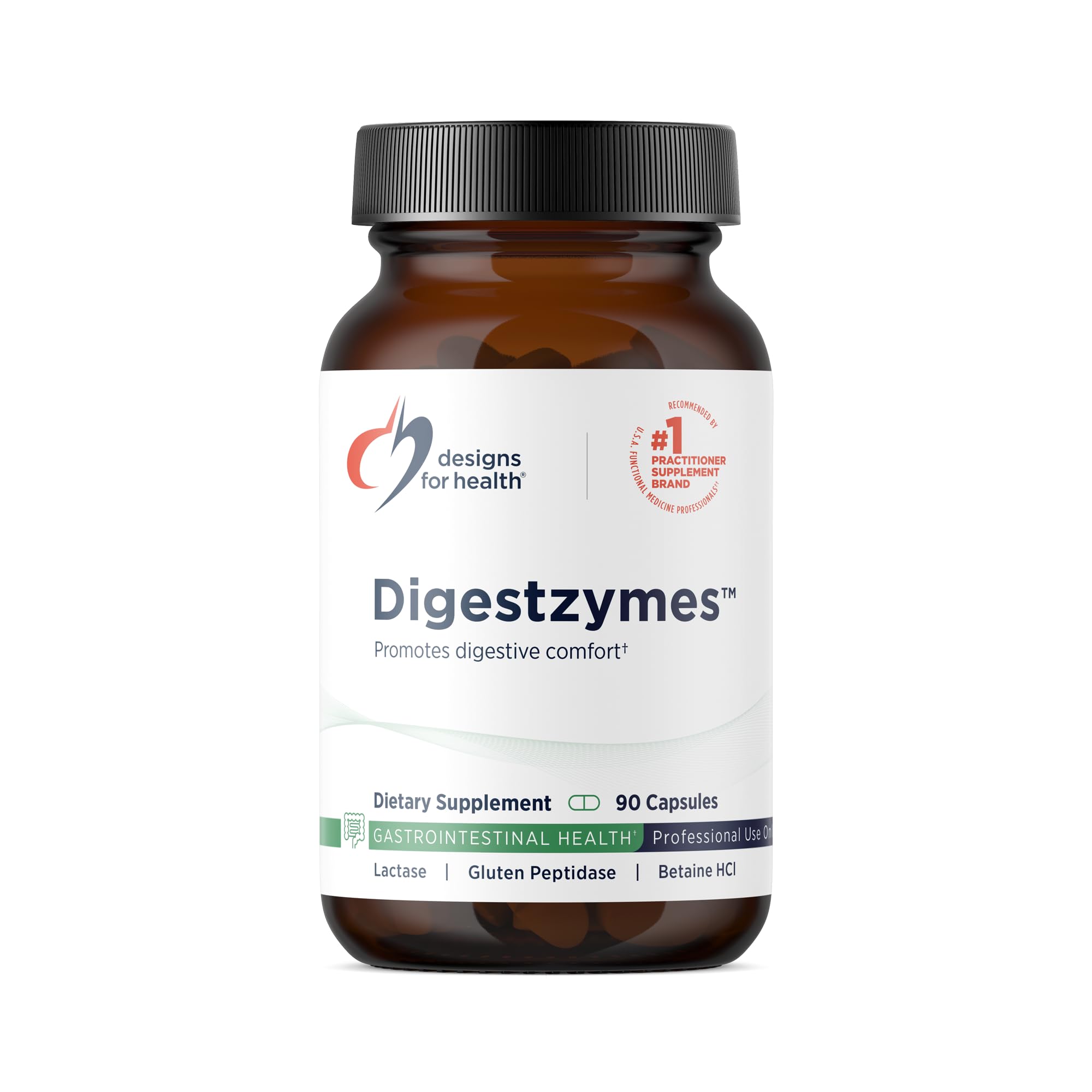 Designs for Health Digestzymes - Digestive Enzymes + Betaine Hydrochloride for Gas & Bloating Relief - Pepsin, Ox Bile, Lactase Enzyme & Lipase Enzymes for Digestion (60 Capsules)