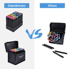 Dabo&Shobo 60 Color Alcohol Marker Pens, Bright Permanent Markers For Coloring, Markers For Adults Coloring Book, Wide Chisel And Fine Tip, Dual Tip Design Equipped with Black Suitcase