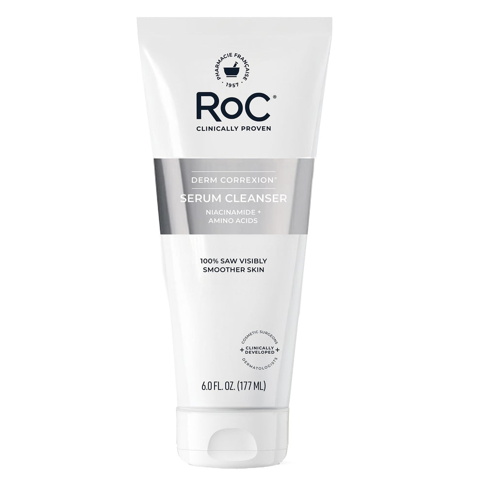 RoC Derm Correxion Serum Facial Cleanser with Niacinamide and Amino Acids | Sensitive skin face wash 6 oz, deeply cleanse oil, dirt, long-wear makeup, for healthy-looking skin, Ophthalmologist Tested