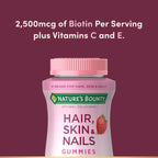 Buy now Nature's Bounty Optimal Solutions Hair, Skin & Nails Vitamin Gummies with Biotin, 2500 mcg, Strawberry, 80 Count, 40 Total Servings at indiglob india