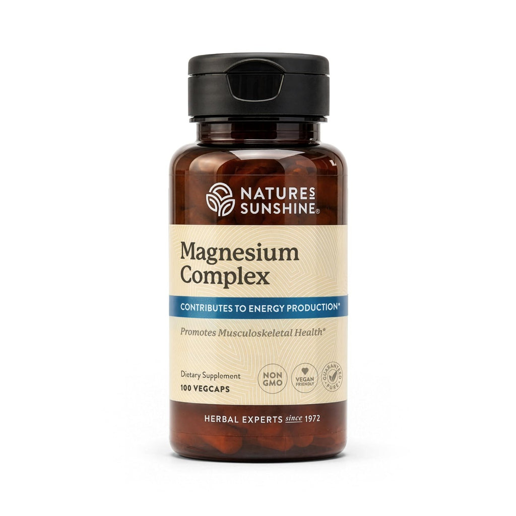 Nature’s Sunshine Magnesium Complex - High Potency Magnesium Supplement with Citrate & Malate for Relaxation, Optimal Absorption, Muscle Function, Energy Production - 50 Servings (100 Capsules)