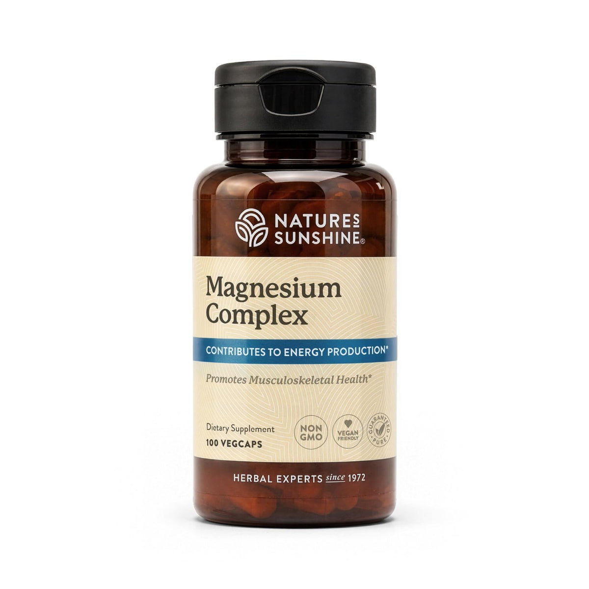 Nature’s Sunshine Magnesium Complex - High Potency Magnesium Supplement with Citrate & Malate for Relaxation, Optimal Absorption, Muscle Function, Energy Production - 50 Servings (100 Capsules)