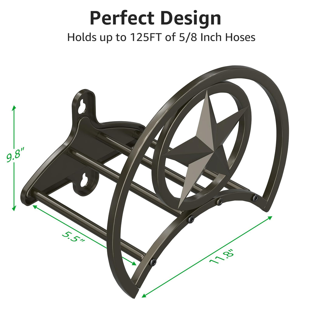 GOFORWILD Garden Hose Holder, Decorative Hose Butler Sturdy Water Hose Rack, Durable Wall Hose Hanger, Holds 125-Feet of 5/8-Inch Hose, Hose Reel, Made of Gauge Steel (9.8)