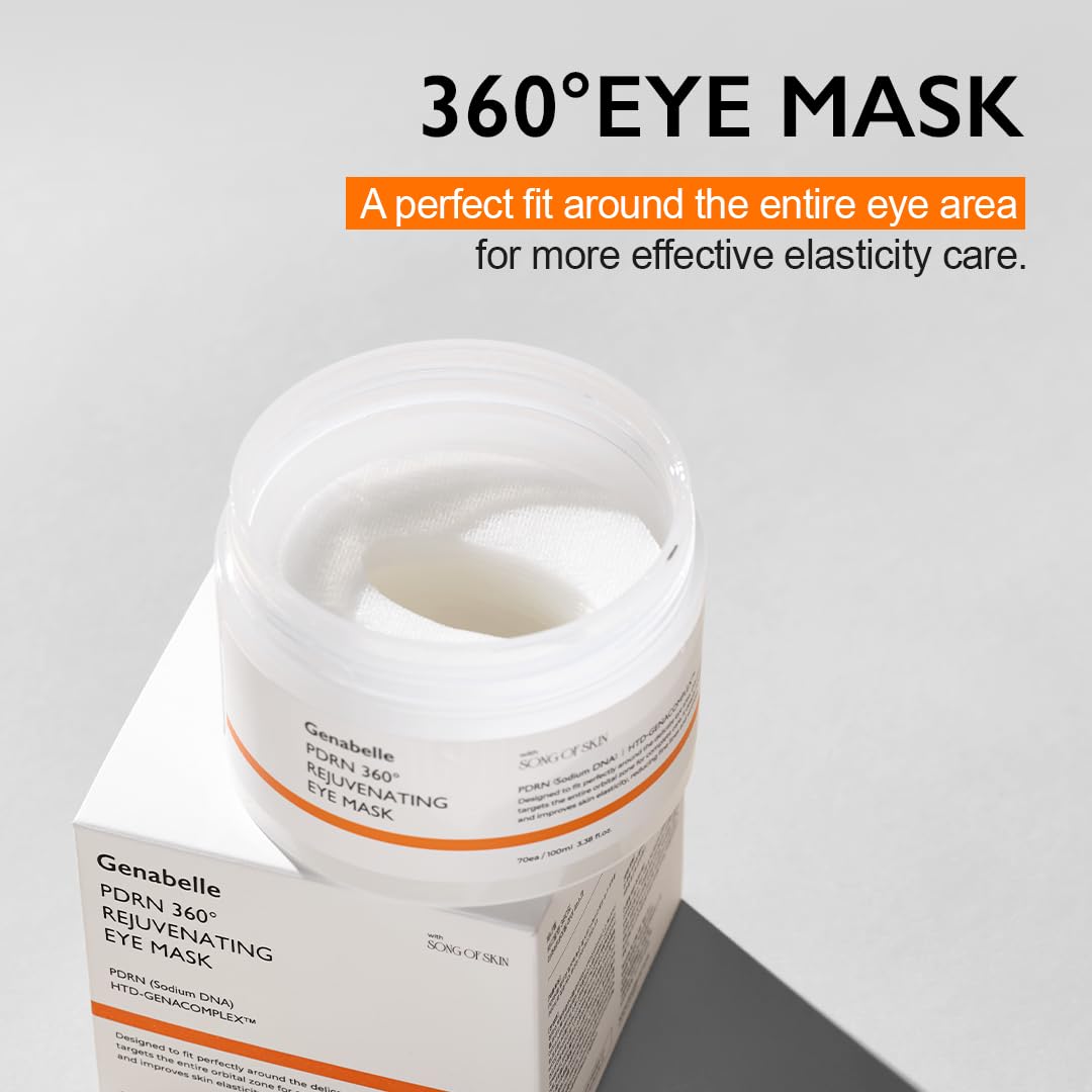 Genabelle PDRN 360° Rejuvenating Eye Mask – Full Eye Area Eye Patches for Hydration, Firming & Elasticity with PDRN & Peptides – Targets Dark Circles, Puffiness & Fine Lines, Glass Skin – 3.38 fl oz.