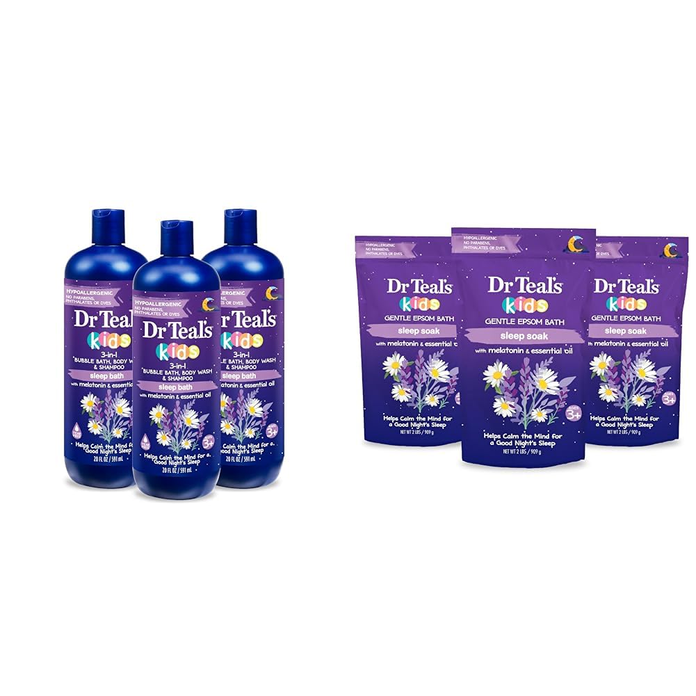 Dr Teal's Kids 3-in-1 Elderberry Bath: Bubble Bath, Body Wash & Shampoo, 20 fl oz
