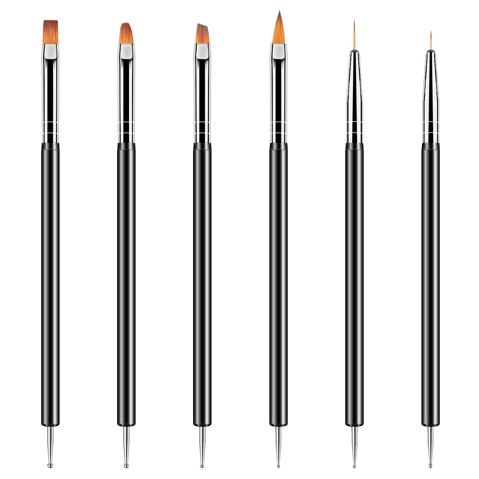 Nail Art Dotting Tools 6PCS Double-ended Brushes Kit Gel Polish | Liner Brushes Design Pen For Nail Drawing And Nail Paint Brushes Small Detail Brushes