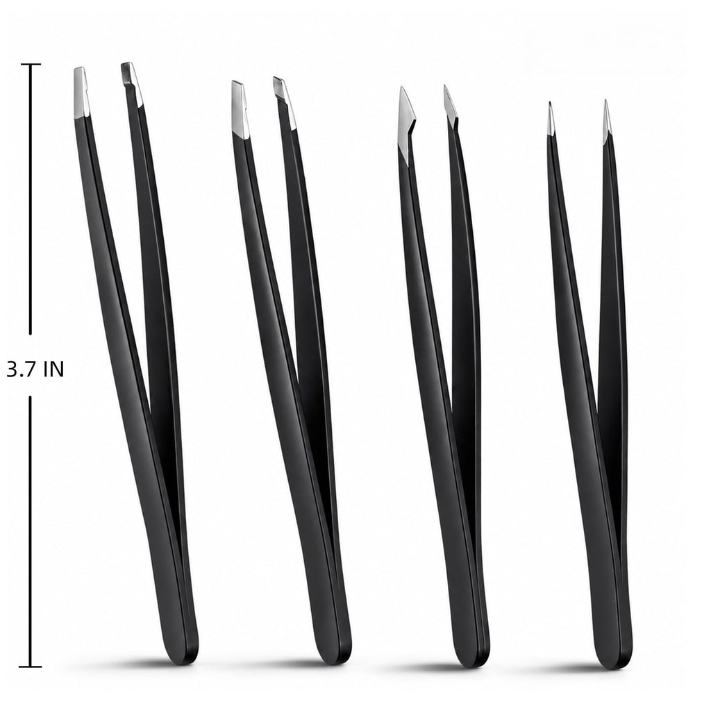 4Pcs Tweezers Set, for Facial Hair Eyebrows and Eyelashes