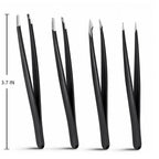4Pcs Tweezers Set, for Facial Hair Eyebrows and Eyelashes