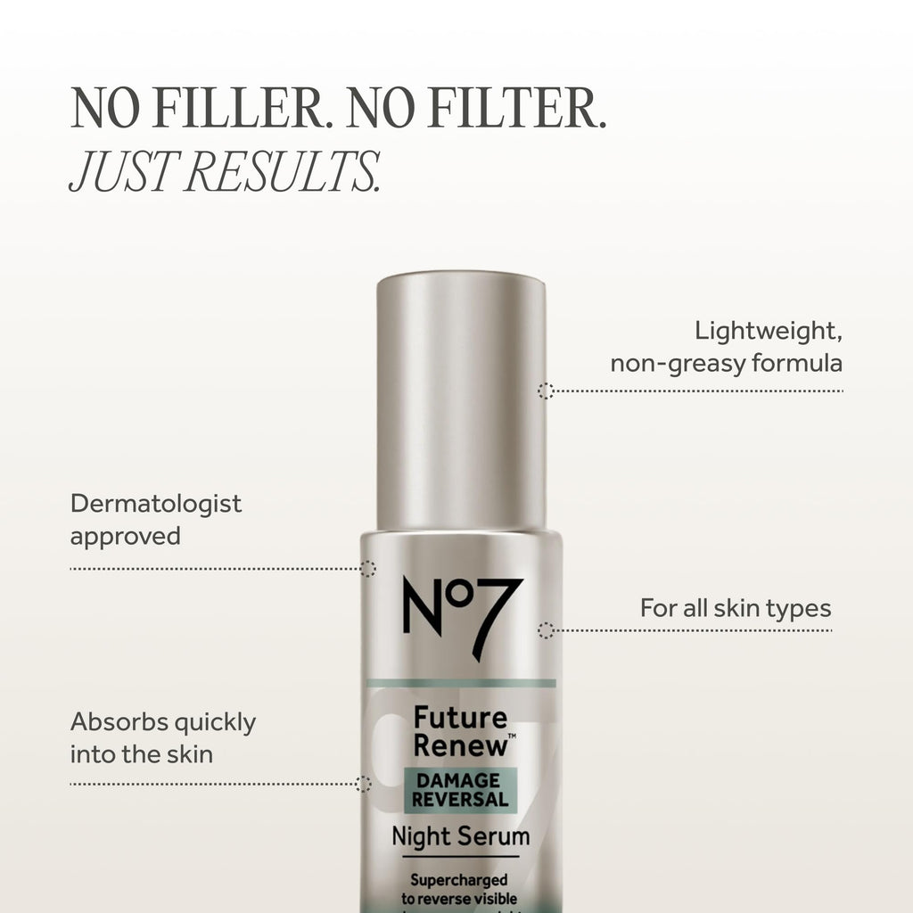 No7 Future Renew Damage Reversal Night Serum, 0.84 Fl Oz