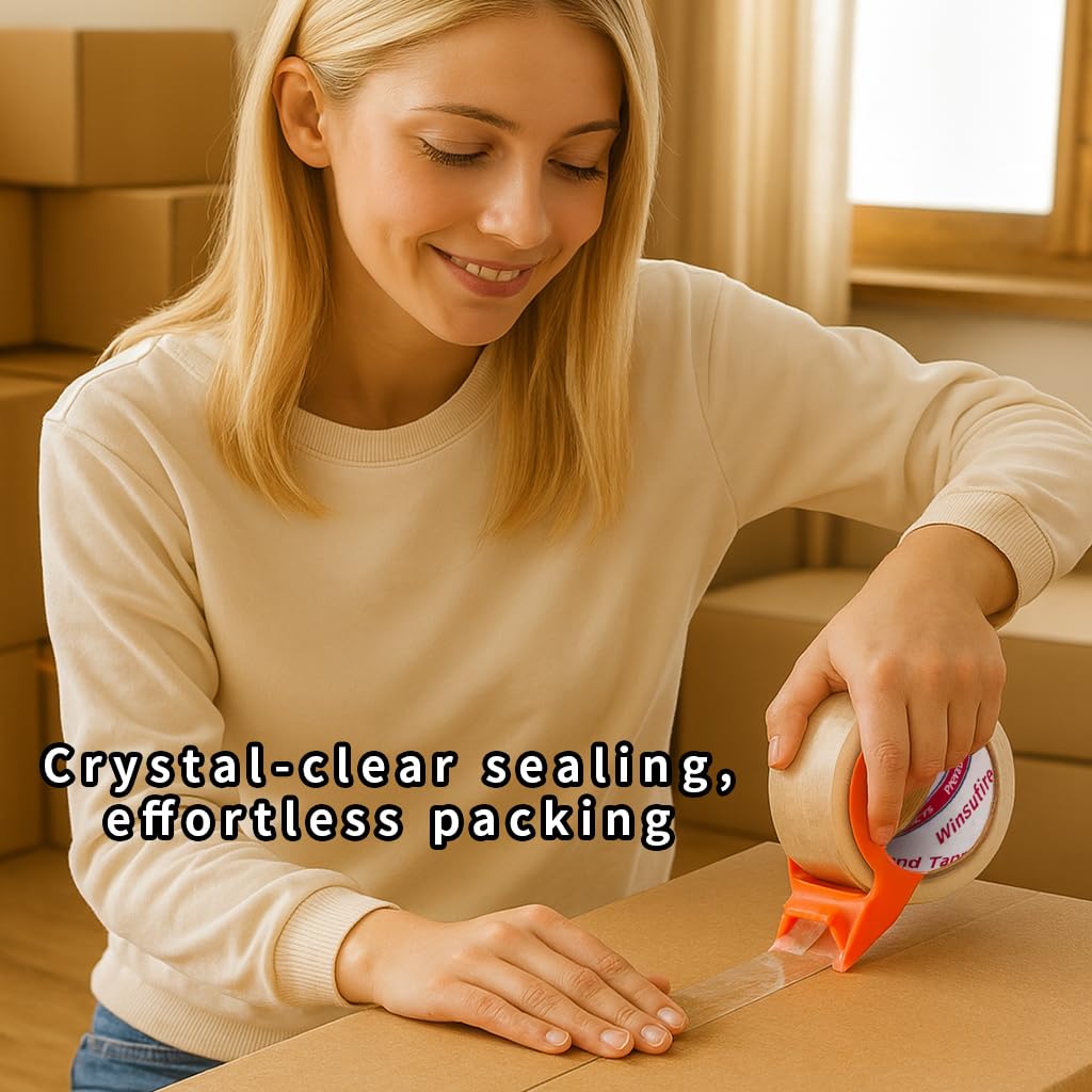 Heavy Duty Clear Packing Tape With Dispenser 1.88 inch 65 Yards 6 Pack