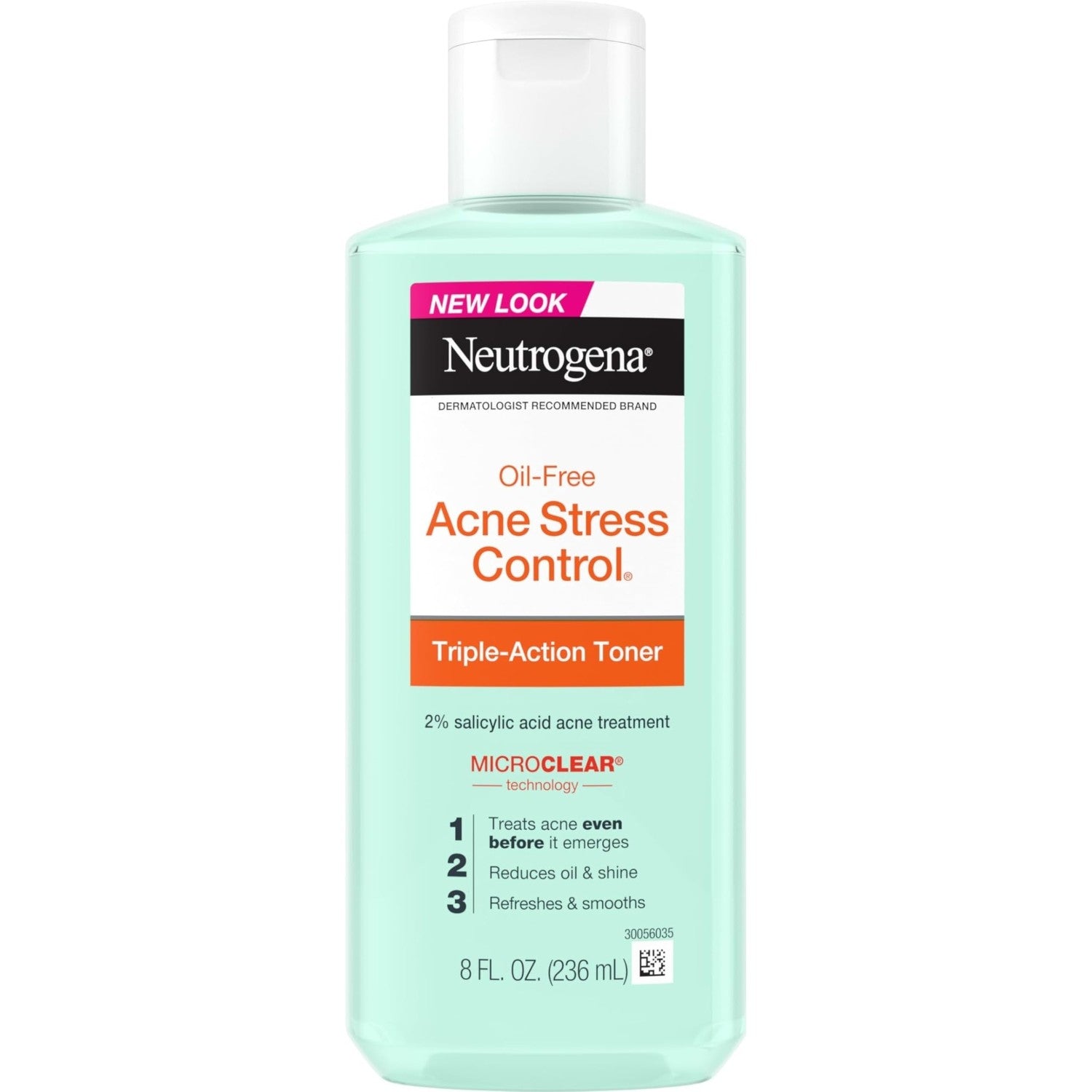 Neutrogena Acne Stress Control Face Toner, 2% Salicylic Acid, 8 fl. oz | Oil-Free Triple-Action, Green Tea & Cucumber Extract, Nourishing & Refreshing